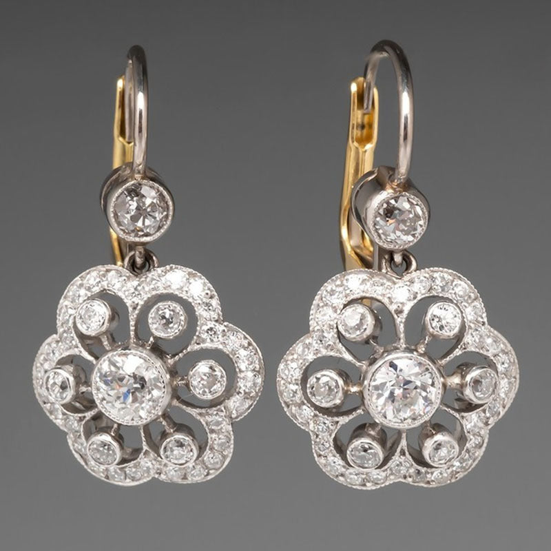 Female Geometric Circular Zircon Earrings