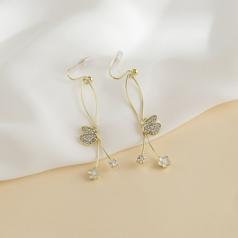 Elegant Butterfly Earrings Long Slimming Flower Earrings