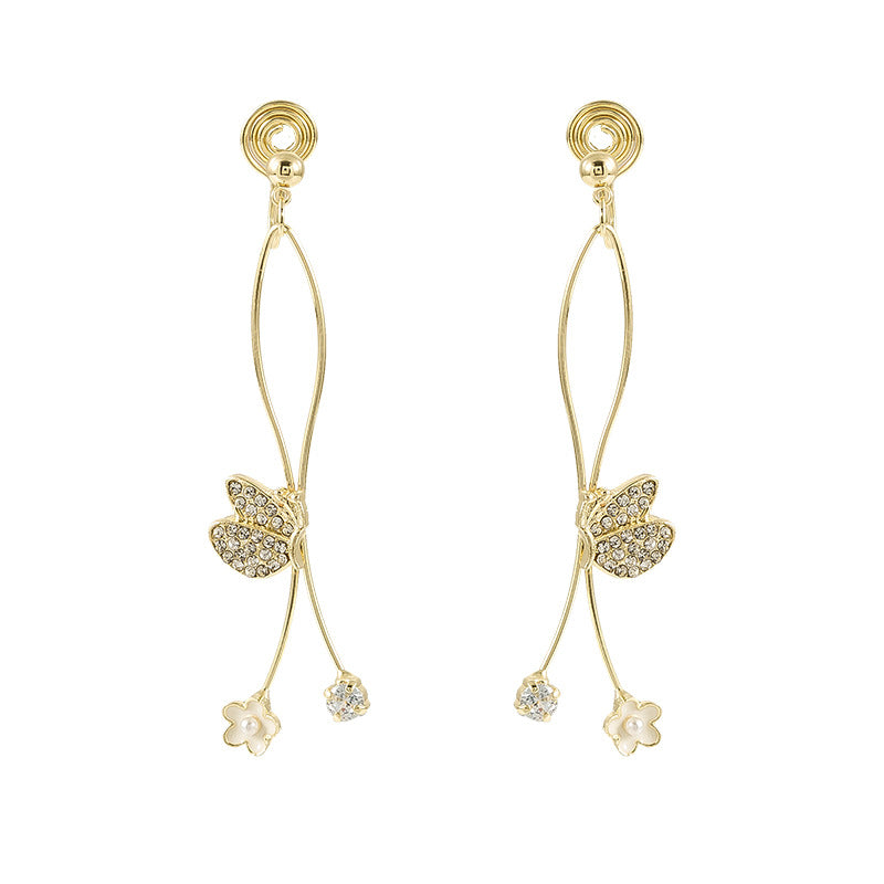 Elegant Butterfly Earrings Long Slimming Flower Earrings