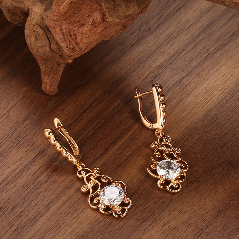 Women's Fashion Long Pattern Zircon Earrings