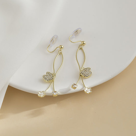 Elegant Butterfly Earrings Long Slimming Flower Earrings