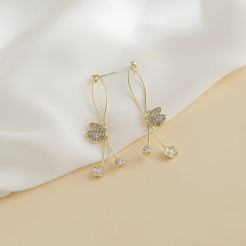 Elegant Butterfly Earrings Long Slimming Flower Earrings