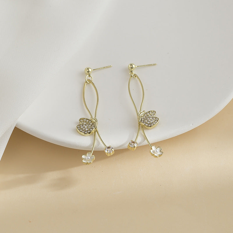 Elegant Butterfly Earrings Long Slimming Flower Earrings