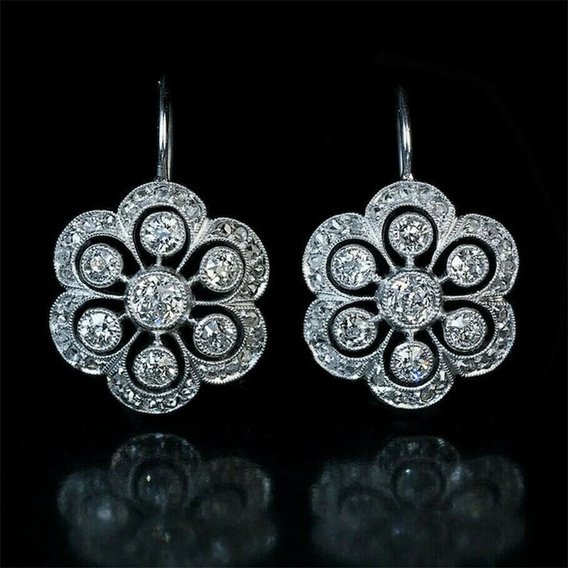 Female Geometric Circular Zircon Earrings